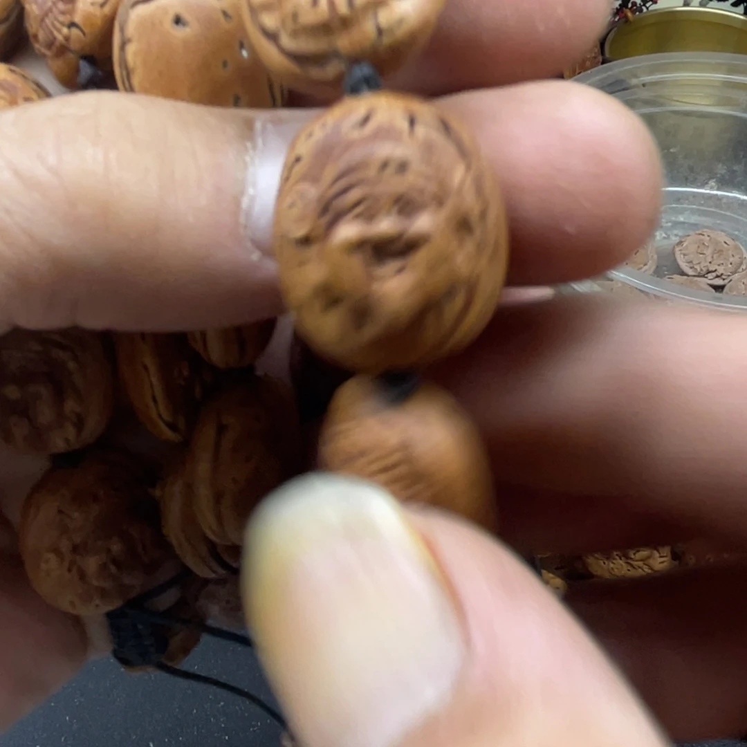 骑***迹桃核雕刻财神头手牌