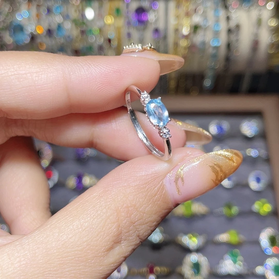 托帕石戒指银S925镶嵌