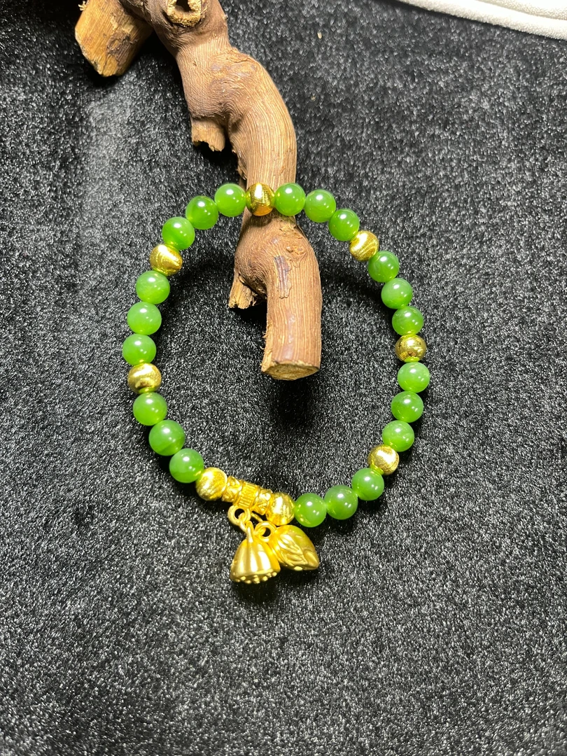 【九哥珠宝LG022】和田玉碧玉手串阳绿6mm时尚单圈 多样性发一件