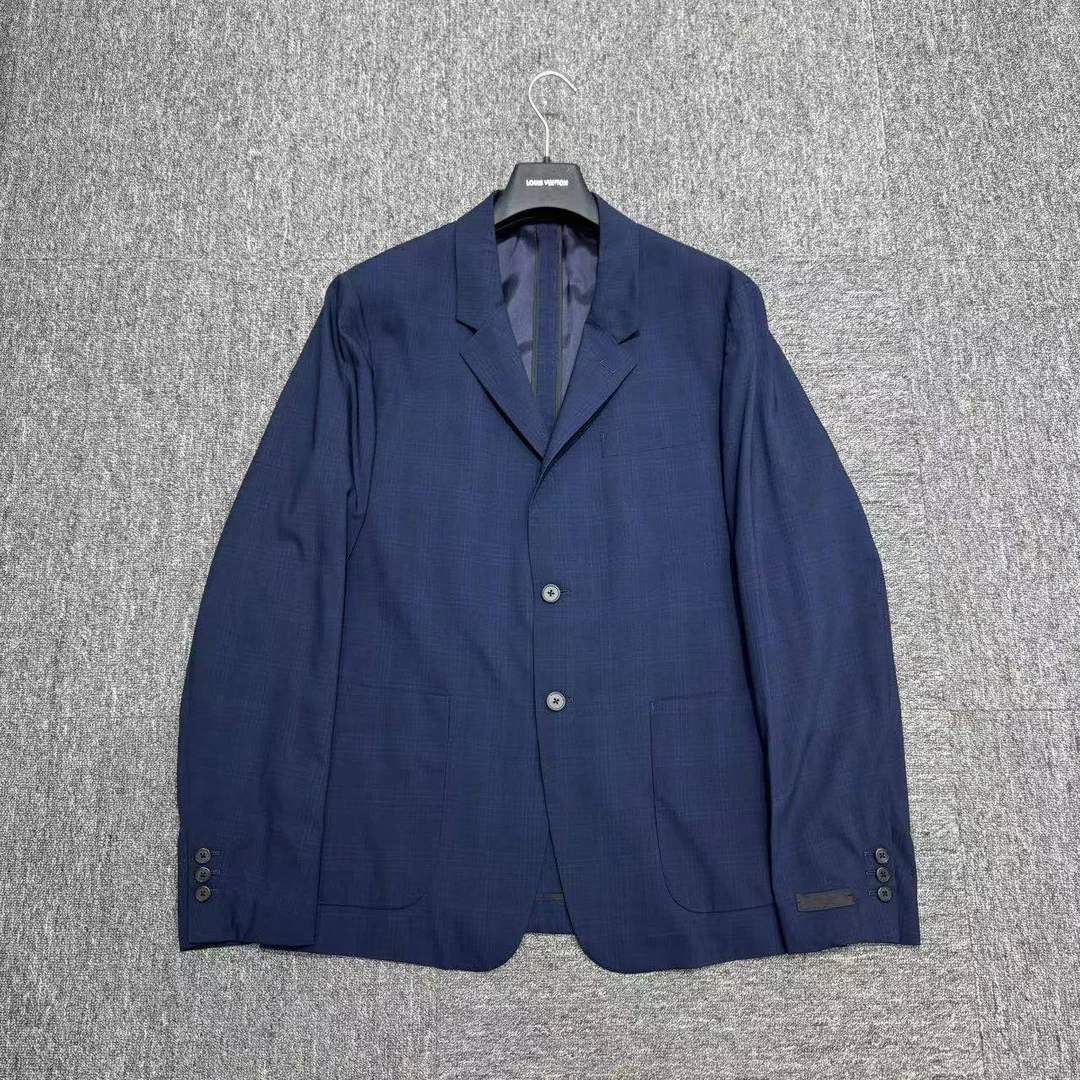 99新 Prada/普拉达 蓝色条纹西装外套/12417/52码