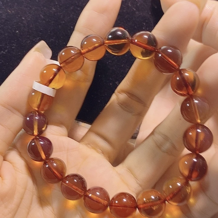 蓝珀未镶嵌珠宝奇石墨西哥红蓝手串10