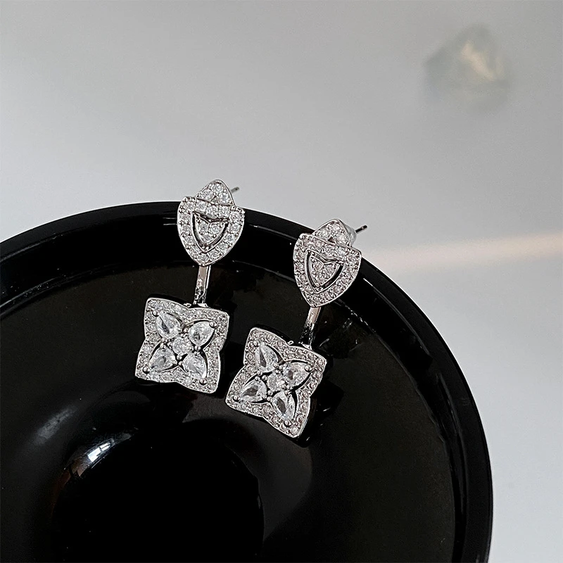 铜合金耳饰   【菱花映月】新款时尚高级设计精致大气