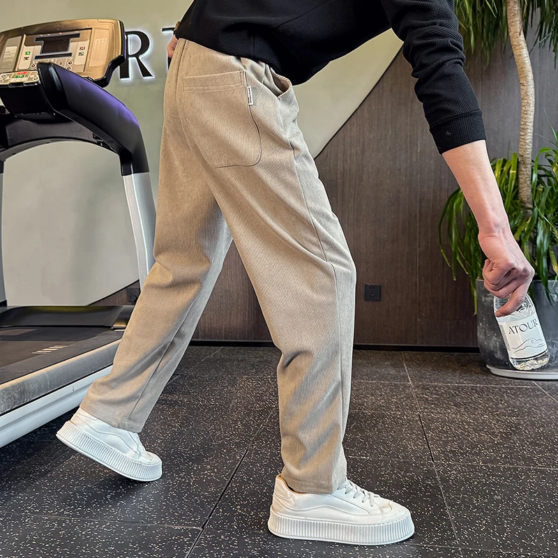 灰色休闲裤春季裤子男款爆款2025新款宽松直筒运动卫裤男生弯刀裤