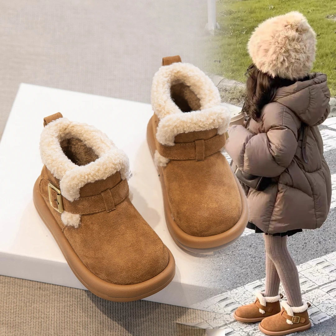 ABC女童棉鞋2025冬季新款儿童雪地靴男童二棉鞋保暖加绒勃肯鞋潮