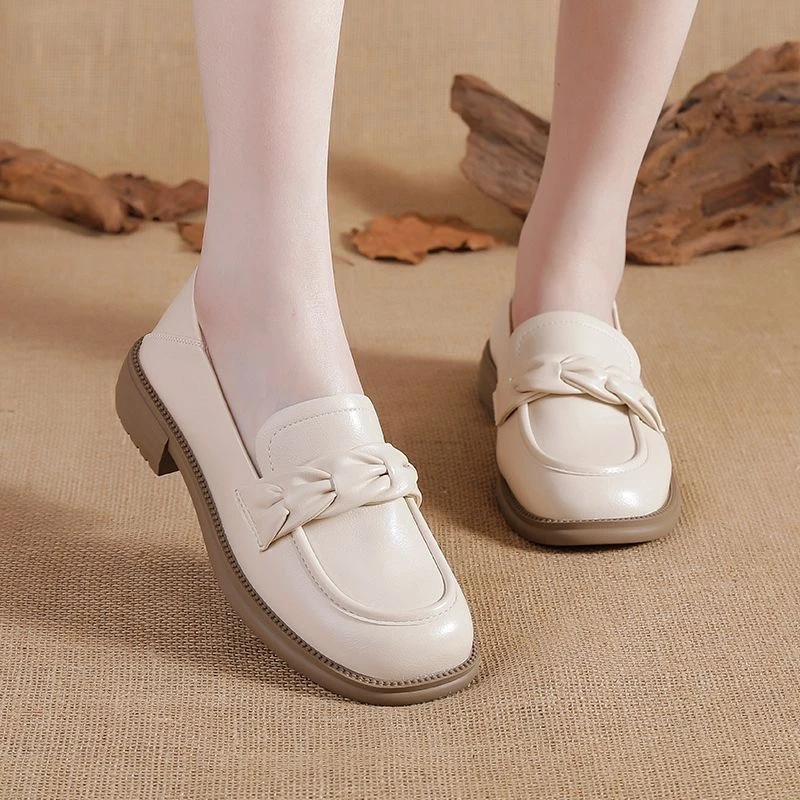 乐福鞋女2025春季爆款甜美黑色英伦单鞋松糕厚底增高小皮鞋