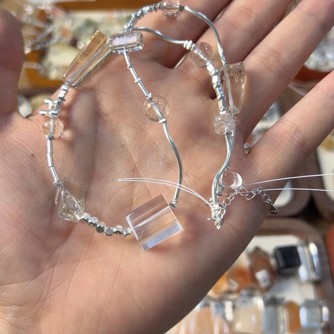 水晶手链未镶嵌夹*银发金发抵六边形