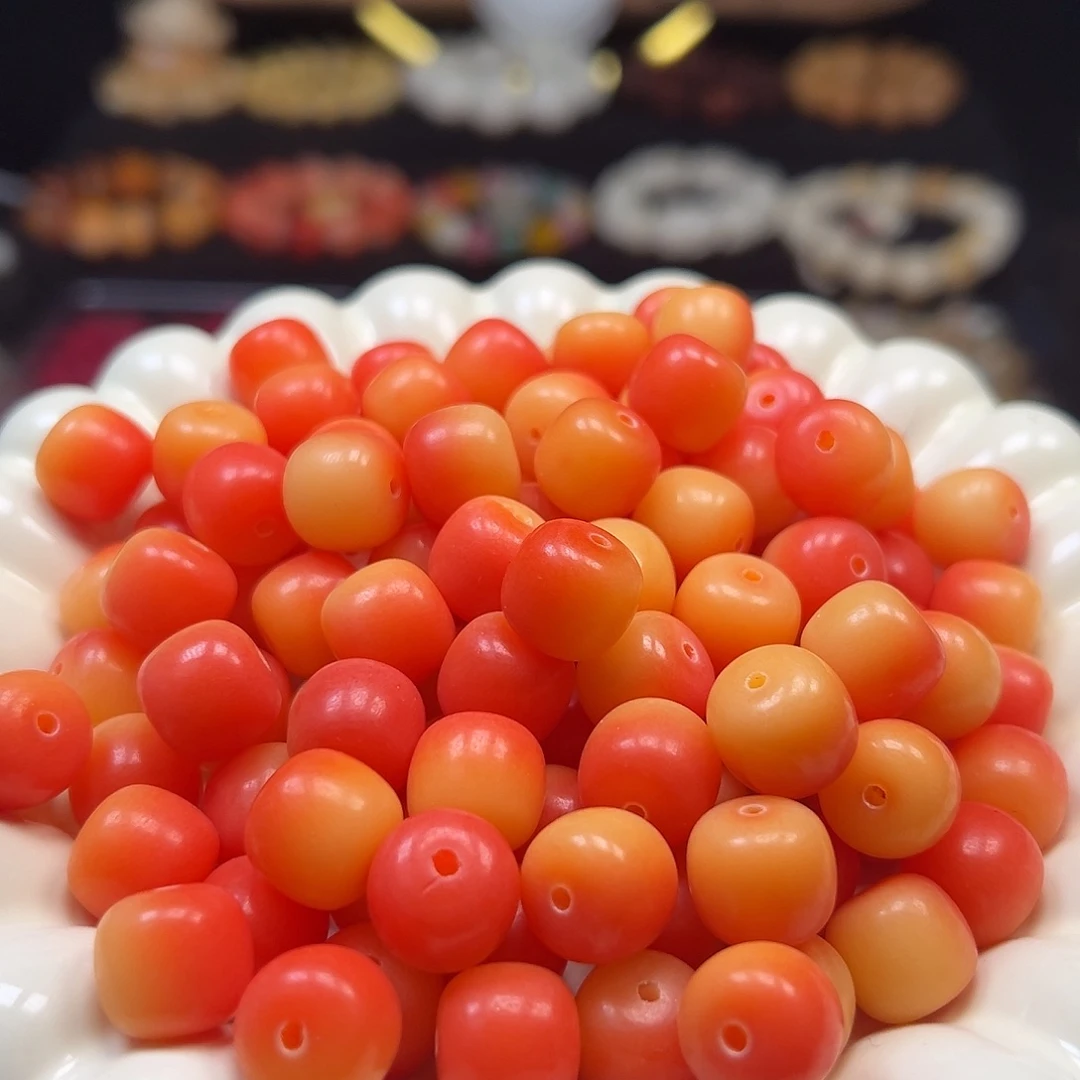 菩提根/象牙果手串卡13晚霞橘桶110颗