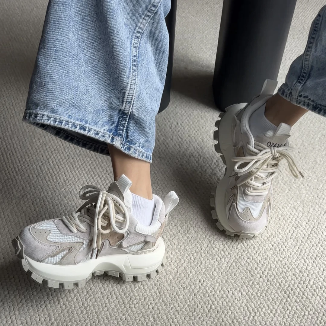 【Y7】透气网面百搭小清新韩版潮流水洗阿甘鞋厚底系带ins时尚