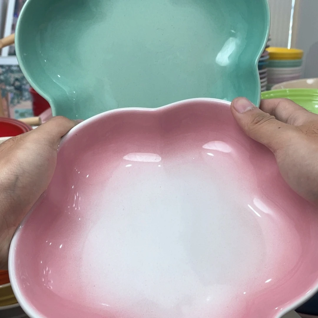 瓷片微瑕2个8寸花朵盘