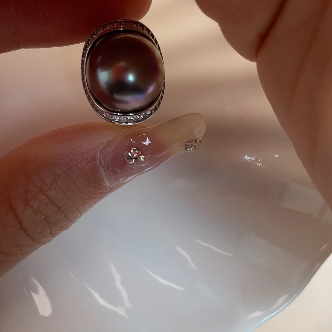 海水珍珠银S925镶嵌戒指