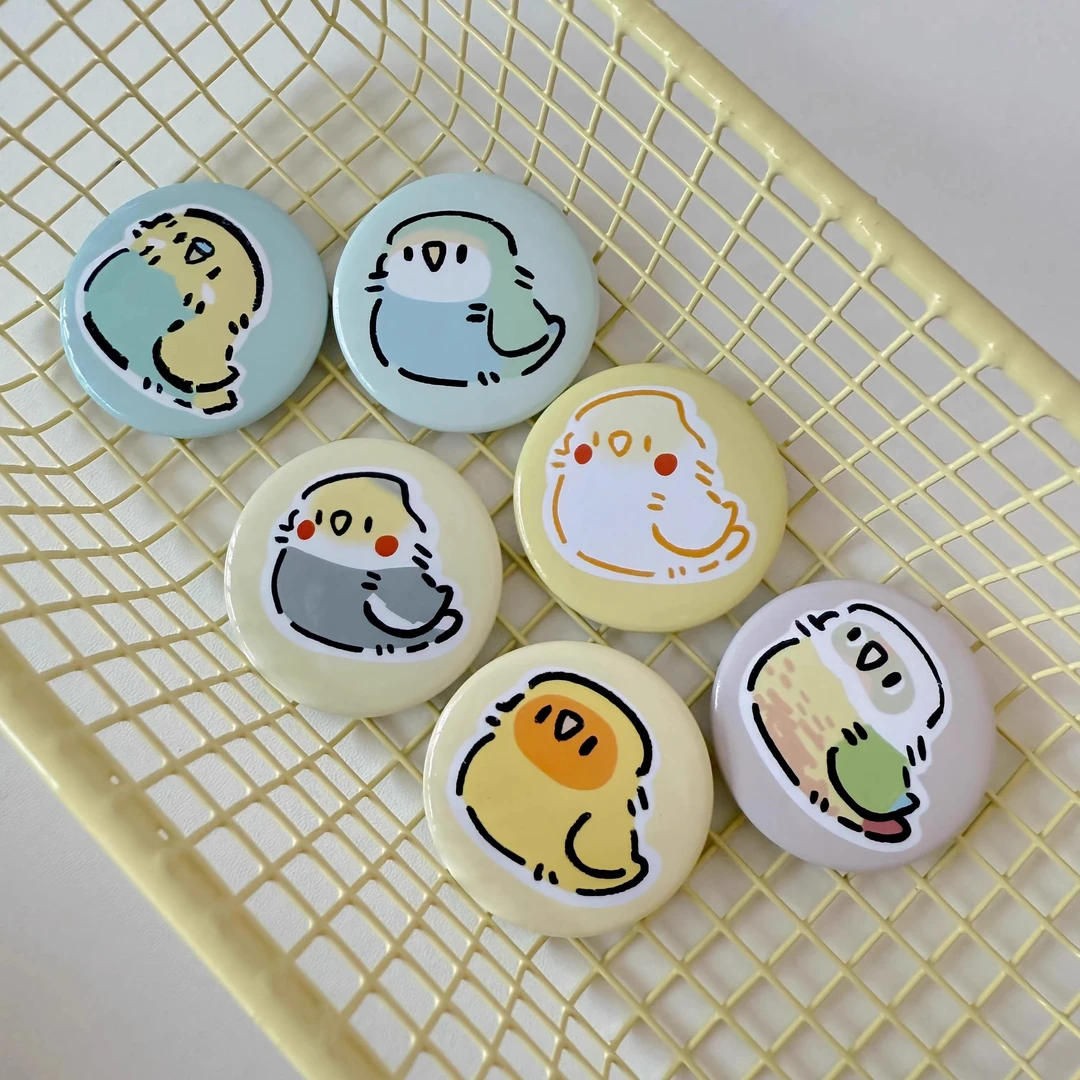 可爱迷你小鹦鹉吧唧高颜值32mm卡通小鸟徽章胸针包包装饰品送朋友