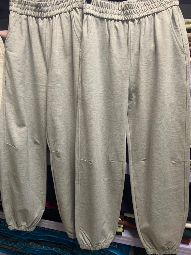 纯棉毛圈卫裤浅灰色系