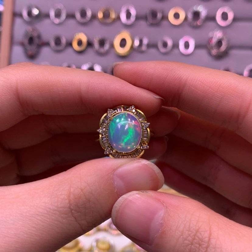 【闪购商品】欧泊戒指款式银S925镶嵌紫**开