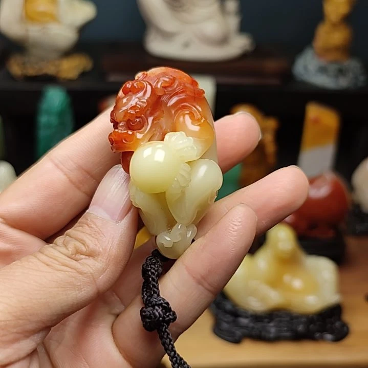 S***水印石寿山石手把件手把件