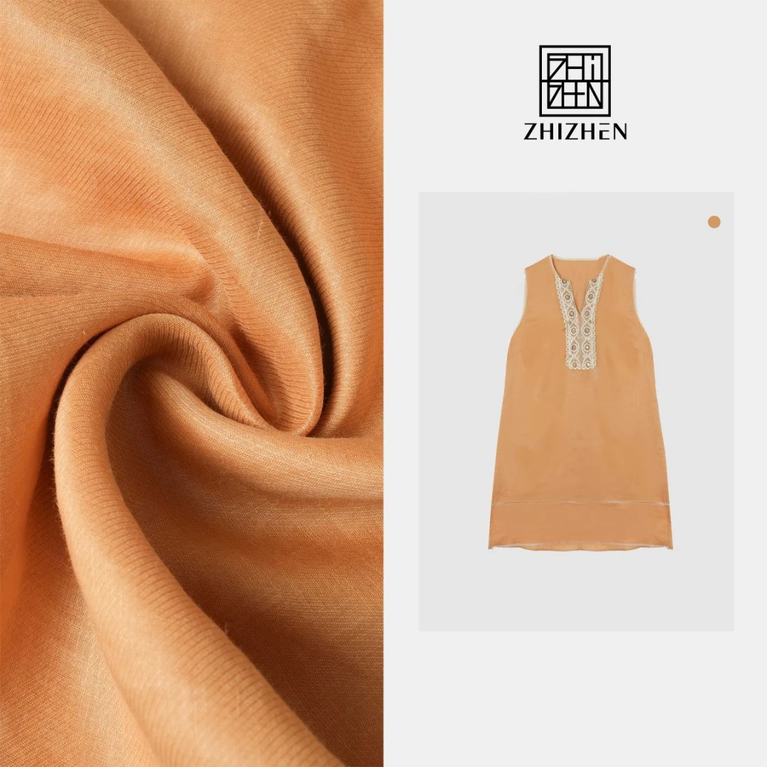 夏季新款简约高级领口撞色无袖连衣裙【橙底花边】