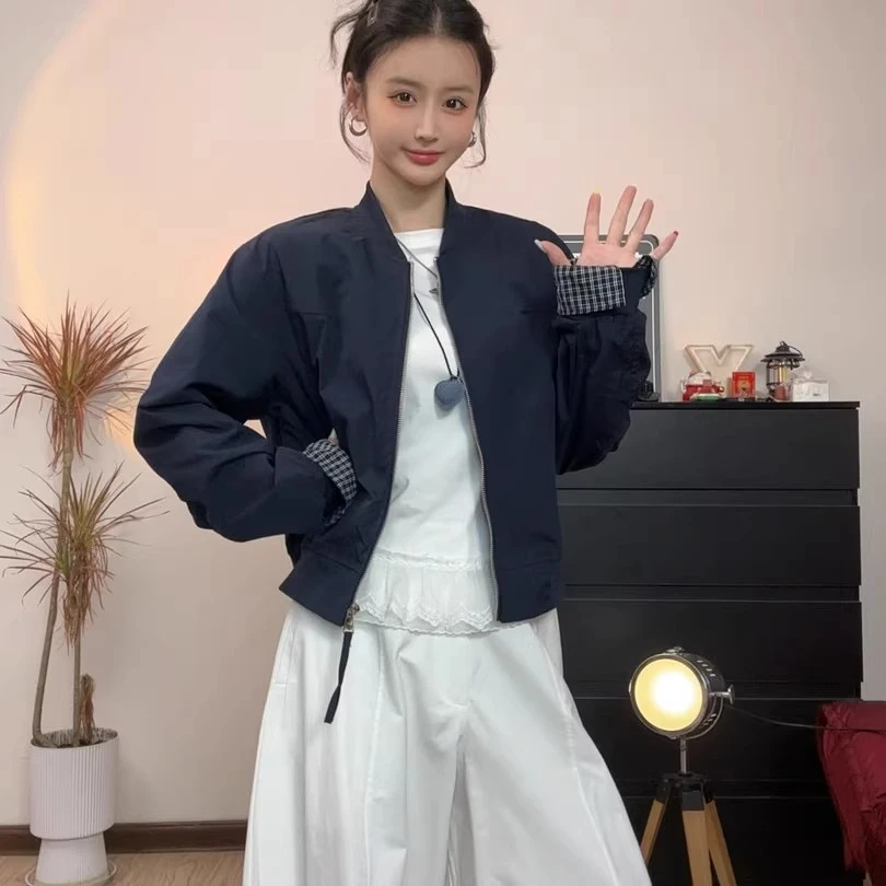 棒球服外套女2025春秋新款洋气时尚百搭拼接设计短外套女夹克上衣