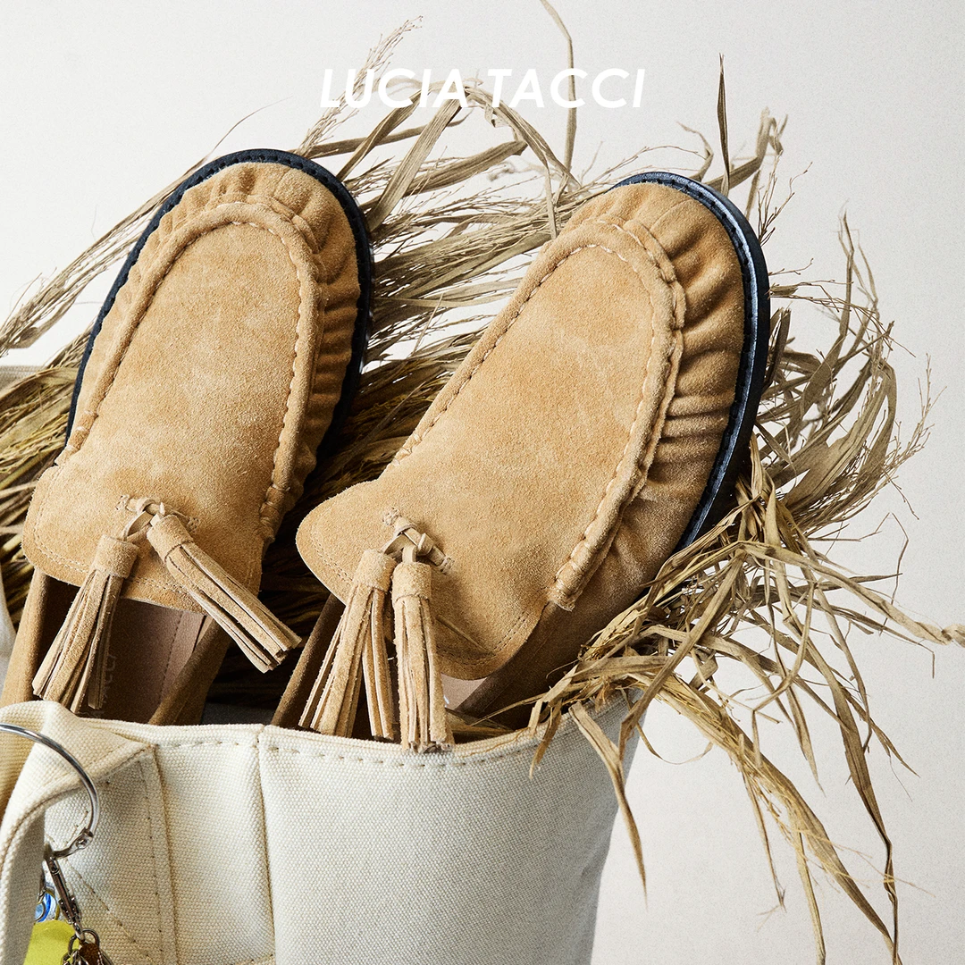 LUCIA TACCI原创设计师｜25秋冬新品柔软牛皮圆头平底流苏乐福鞋