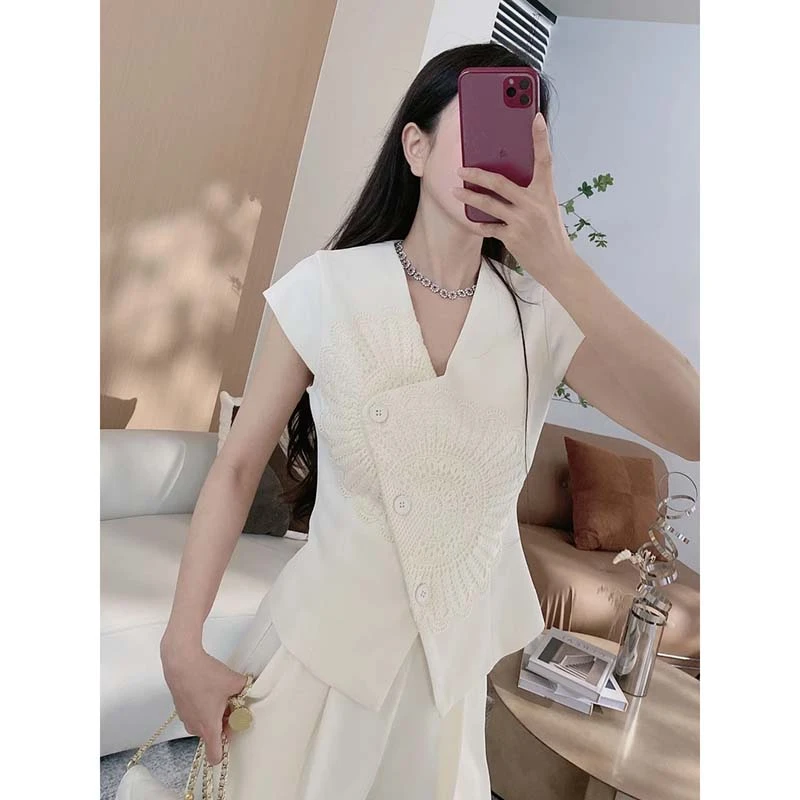 【两件套】【有里布】夏季名媛洋气时尚盐系轻熟职业西装裤套装D2517