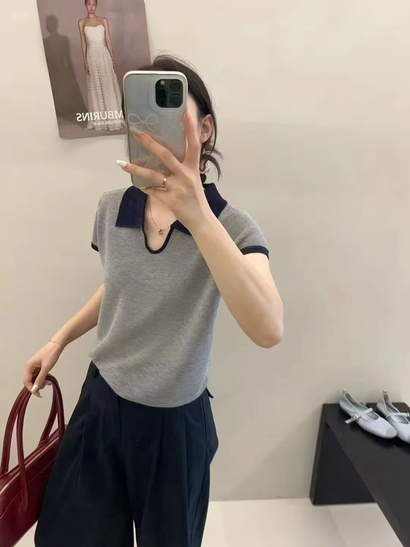 夏季韩版薄款针织衫针织衫毛针织衫短款短袖简约夏季