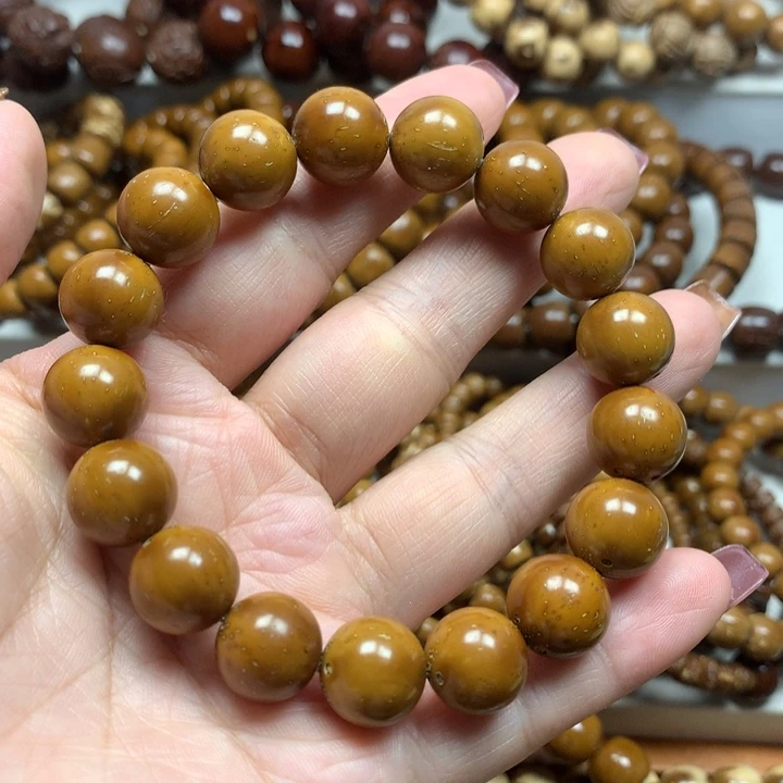 紫金鼠手串12+mm黄皮半实心光珠手串练手款