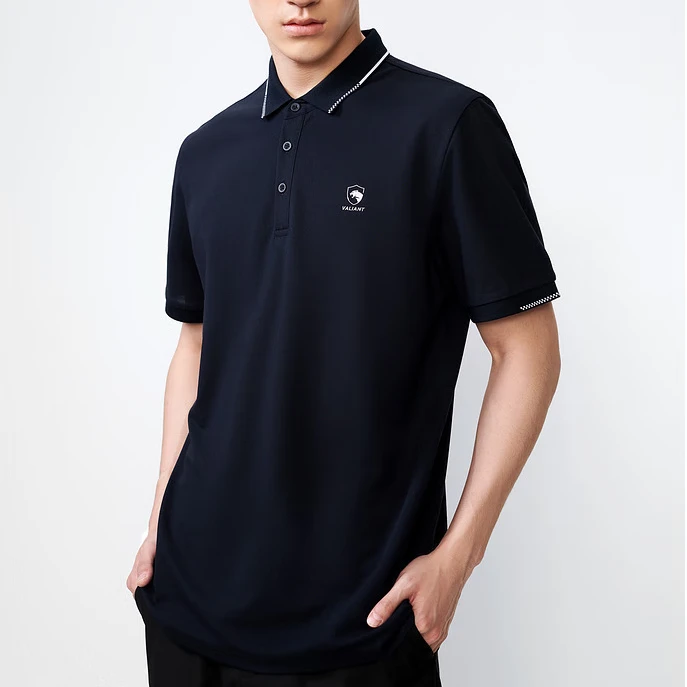 viliant 短袖字母Polo衫藏青色polo衫短袖时尚休闲上衣半袖