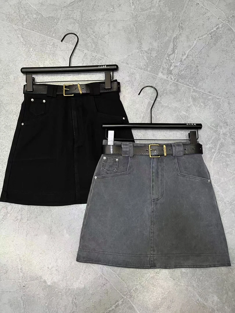 爱尚家【宽边特洗牛仔半身裙】复古高腰休闲百搭短裙99288#