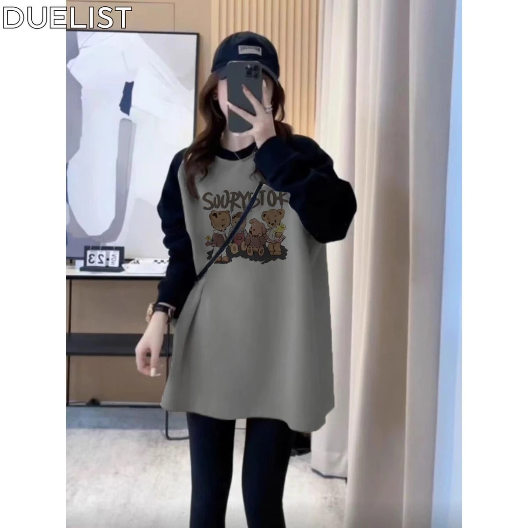 DUELIST长袖恤打底衫女装新款秋季中长版遮屁股时尚百搭洋派上衣