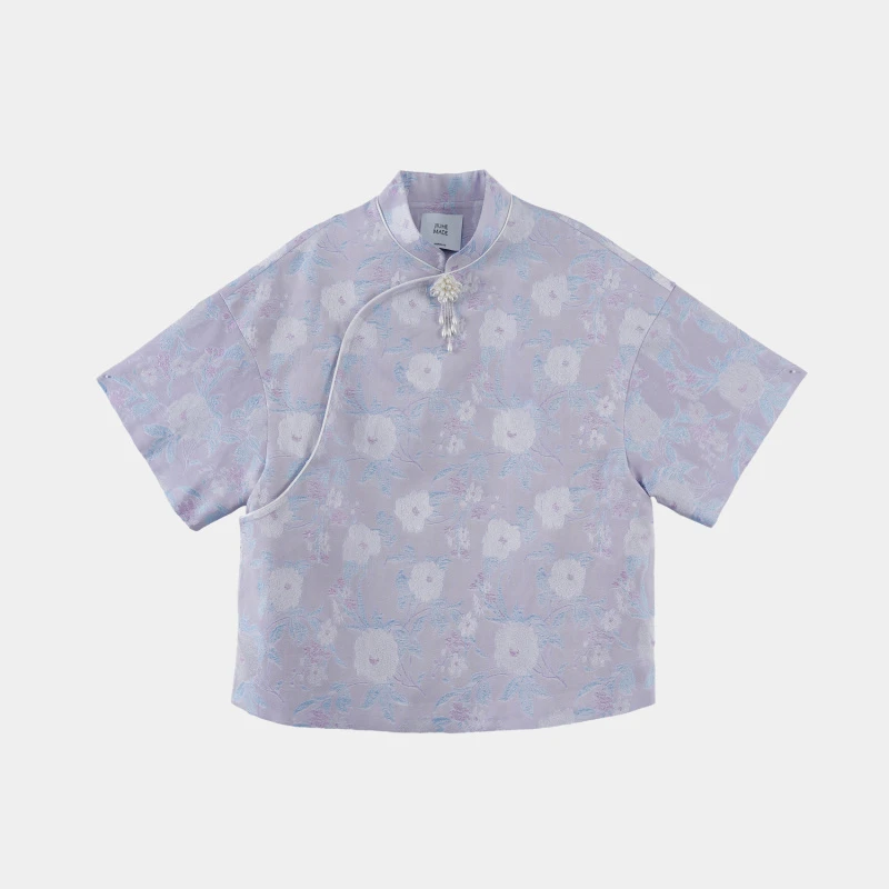 【玖和】纯桑蚕丝轻薄透气珍珠花朵T恤JHA1TX032