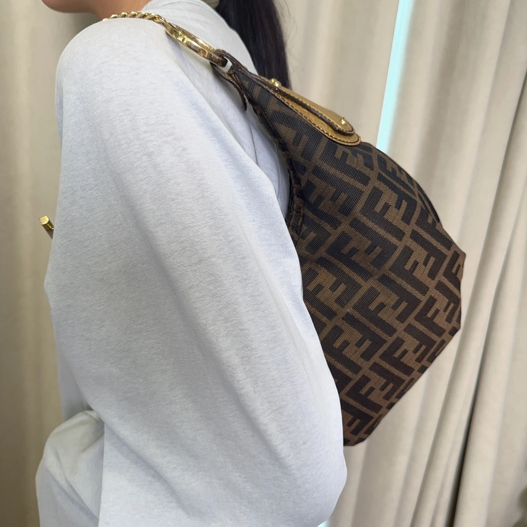 95新 FENDI/芬迪 冰冰中古/芬迪/FENDI/单肩老花豌豆
