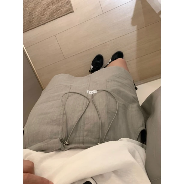 【亚麻工装短裙】抽绳口袋半裙