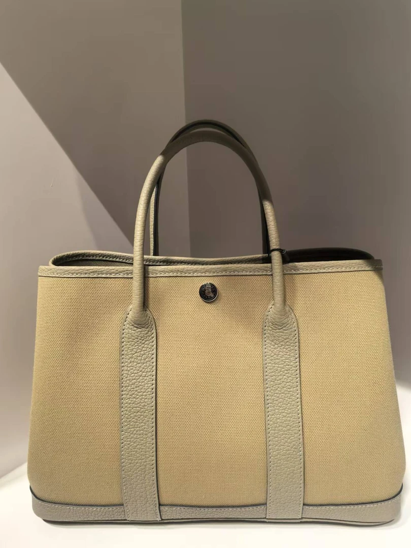 95新 Hermes/爱马仕 HIHI帆布拼皮花园30U刻11758792JL