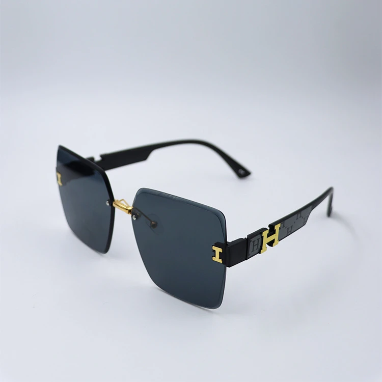 西藏包邮无框墨镜女潮欧美复古大框切边眼镜防紫外线太阳镜