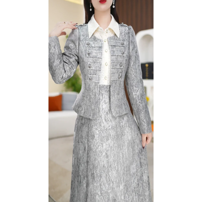 【两件套】春款翻领设计感减龄修身显瘦通勤女装套装裙M-4XL