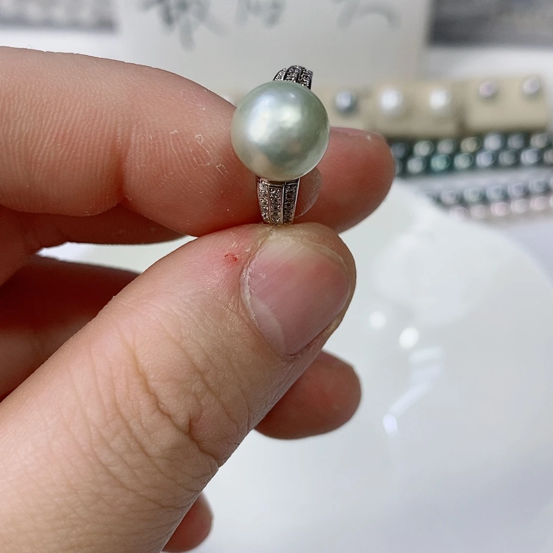 海水珍珠戒指银S925镶嵌