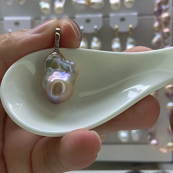 淡水珍珠颈饰银S925镶嵌19