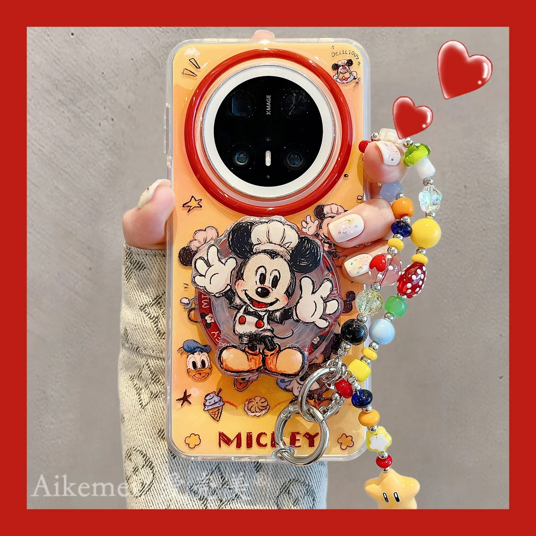 适用华为mate70pro+手机壳可爱卡通Mate60pro+厨师帽米奇磁吸支架