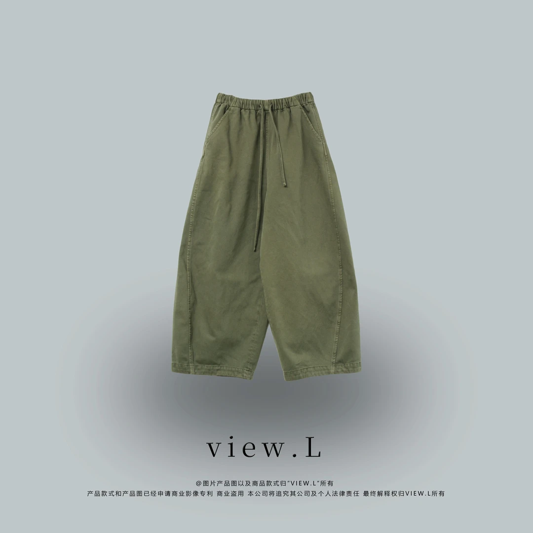 view.l25 日系极简风抽绳加绒工装裤 W2605