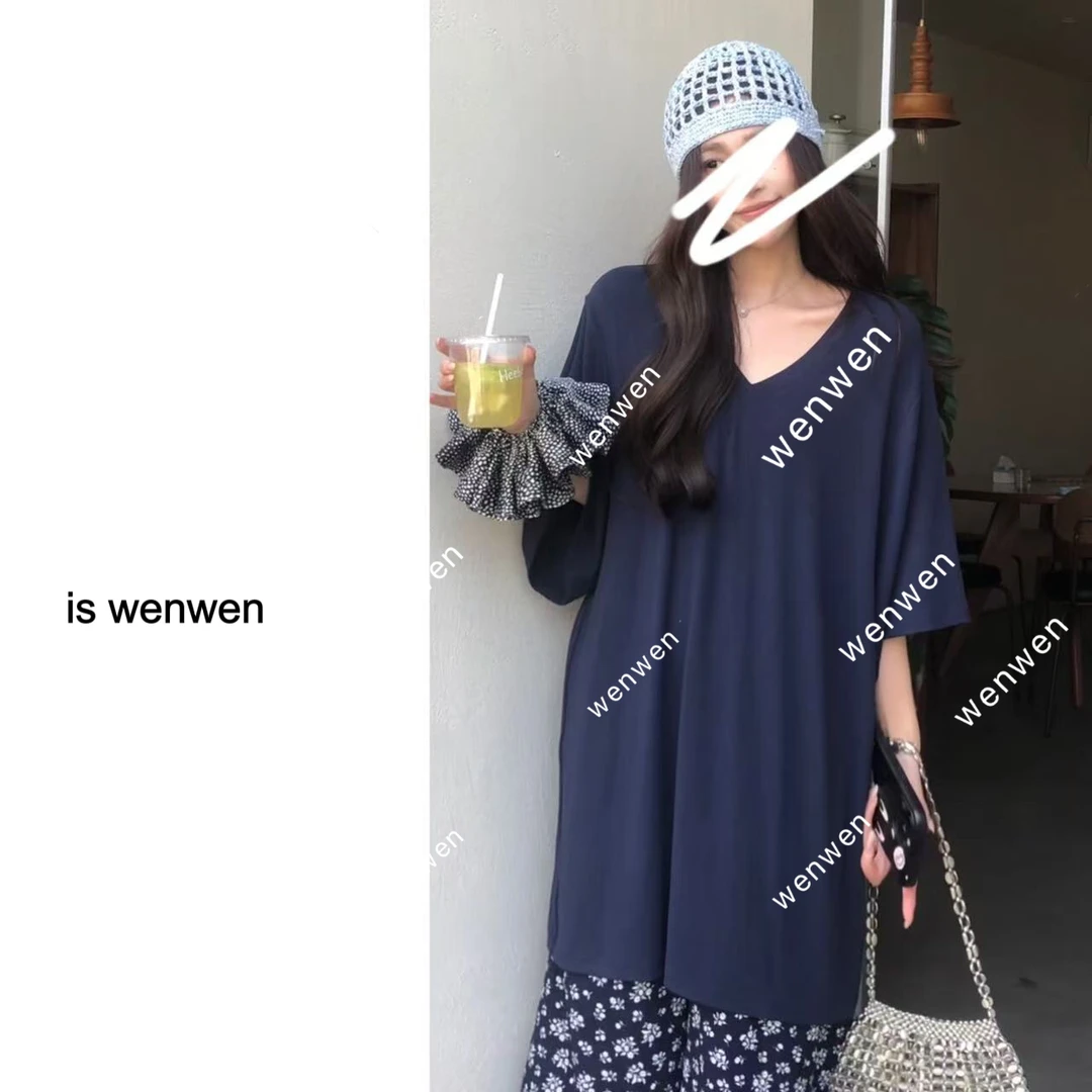 【WEN】松弛边缘 新款宽松慵懒感纯色ins风短袖百搭T恤 YS813