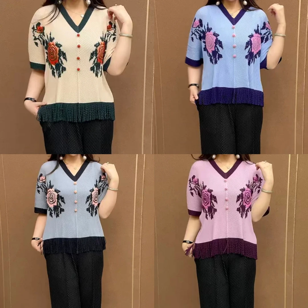 时尚宽松流苏褶皱衫