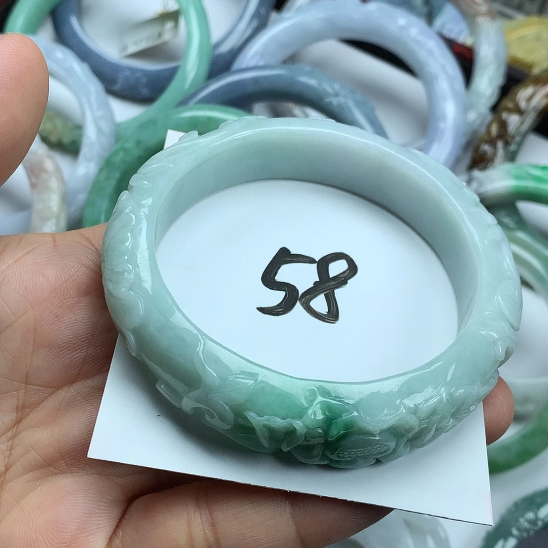 翡翠未镶嵌手镯天然翡翠58.9