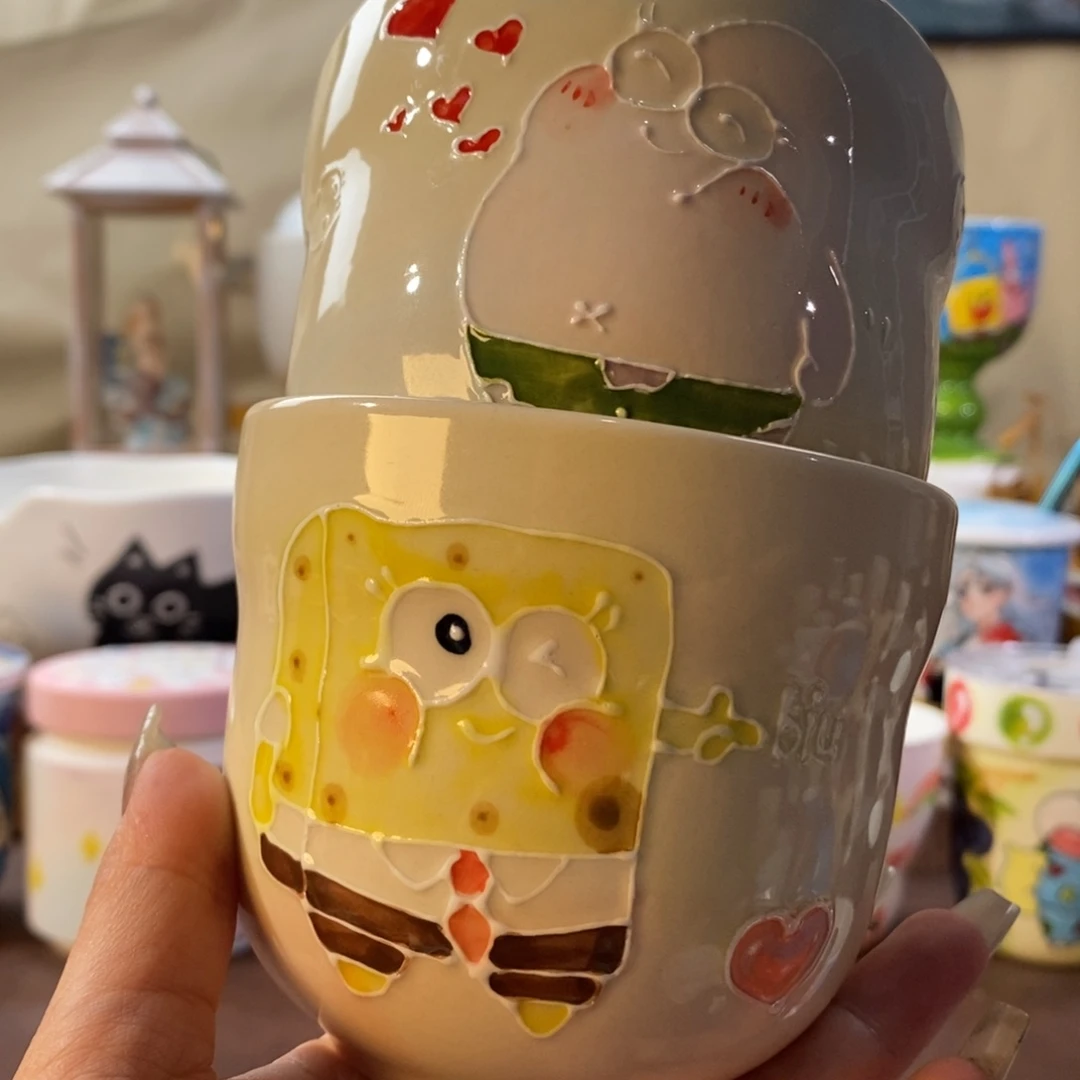 杯景德镇文创手绘可爱水杯