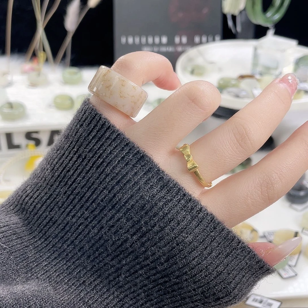 和田玉（糖玉）未镶嵌戒指h24桂花糕直切16.5不退换