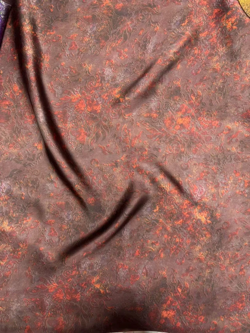 皮子 暗底红纹  布头 高清数码印花