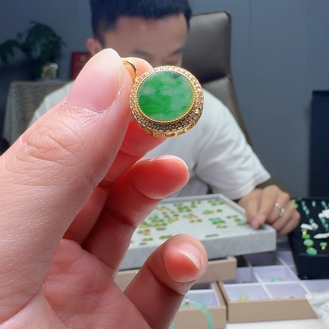 翡翠银S925镶嵌吊坠(不含链)天然
