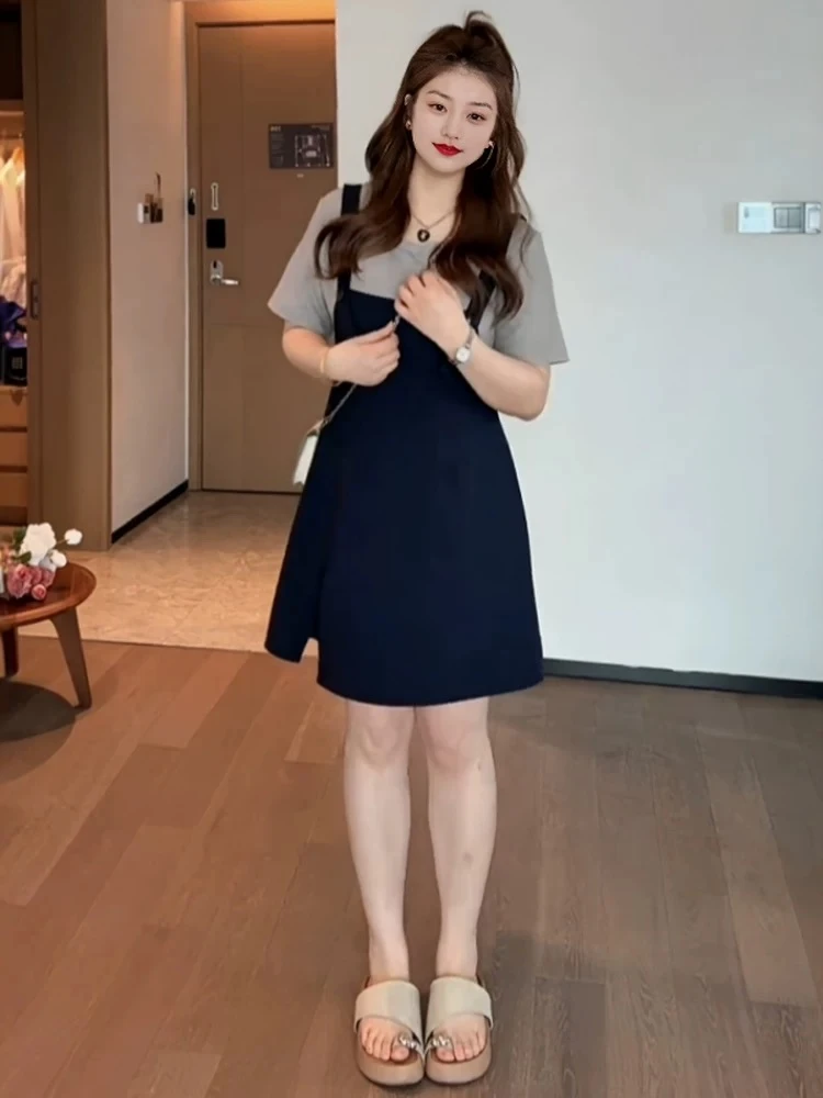 【减龄日记】源子微胖女装 2025年夏装休闲假两件连衣裙YZ36521