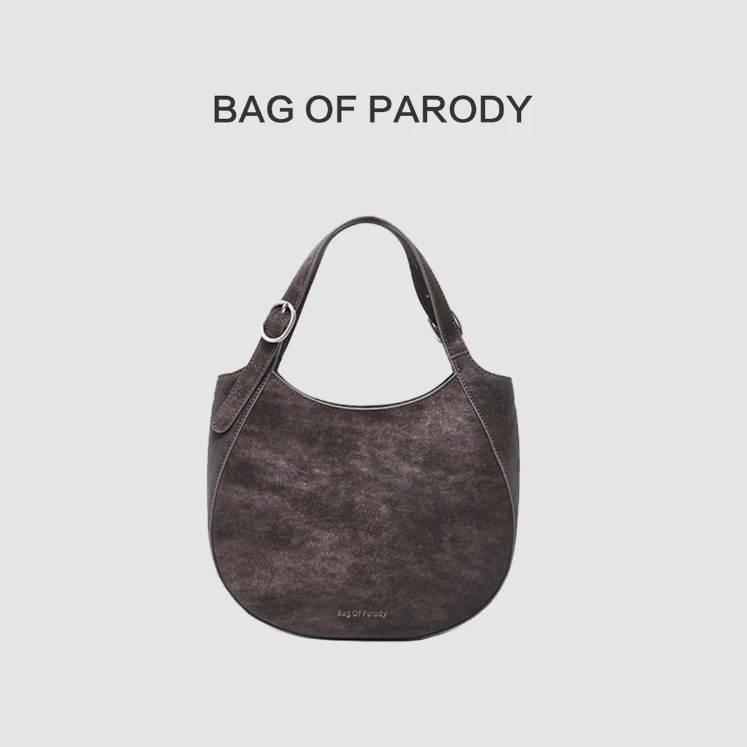 Bag Of Parody新款复古牛皮马鞍包托特菜篮子水桶单肩斜挎手提包
