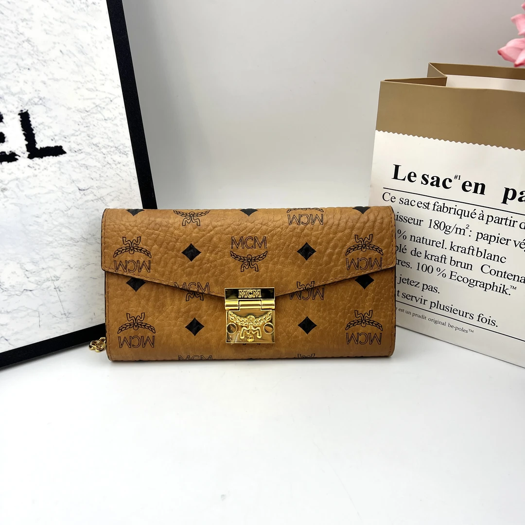 95新 MCM 8330/干邑色信封链条单肩斜挎包