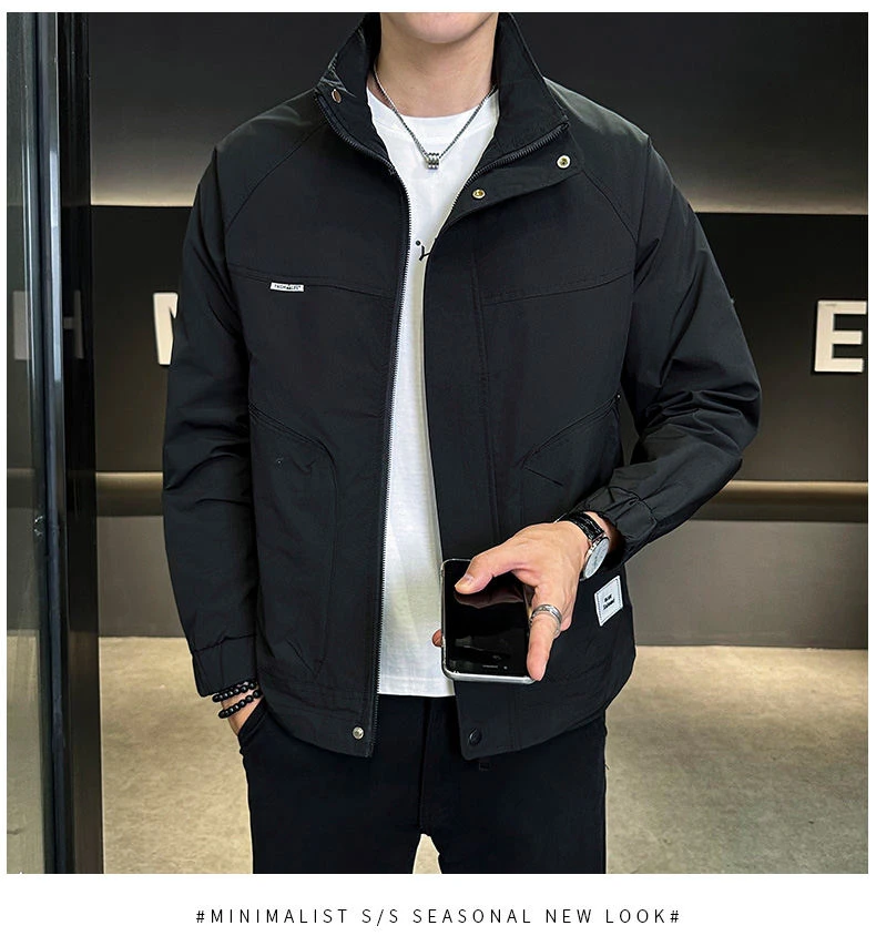 （森弟）春秋新款男士时尚百搭休闲外套舒适帅气潮流夹克外套2407