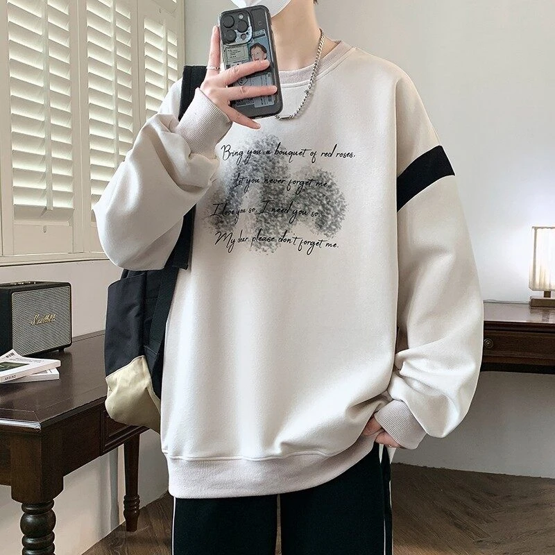 2025年春季新款时尚卫衣男休闲大童青少年cleanfit长袖T恤学生装