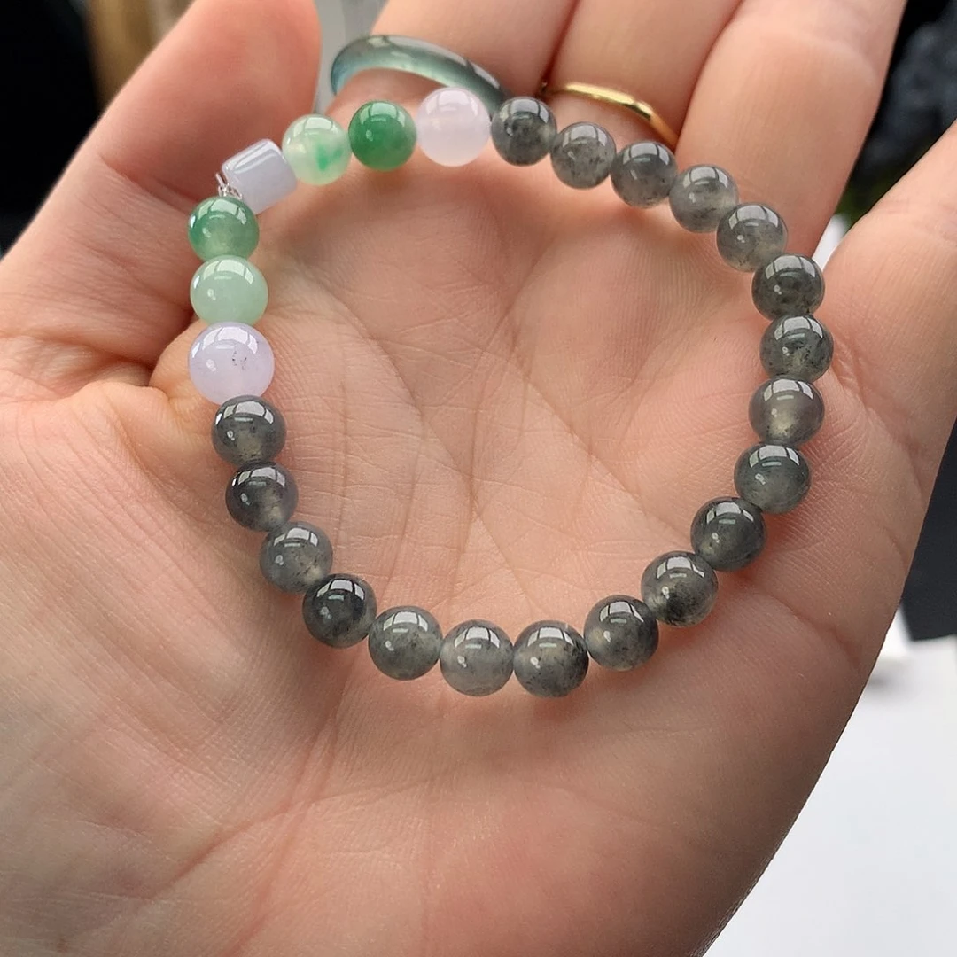 翡翠手串未镶嵌冰乌鸡手串